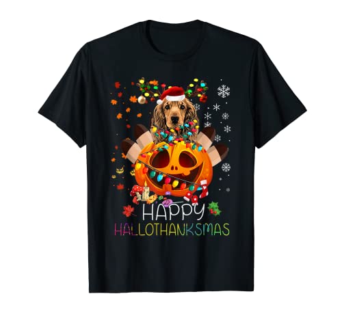 Cocker Spaniel Dog Happy Thanksgiving Halloween Christmas Pijama Camiseta