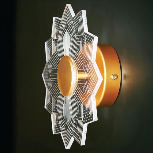 Image of Spiral Pattern 3-in-1 LED Wall Light Decorative Lamp with Golden Center Artistic Accent Lighting for Living Room Bedroom Hallway & Home Decor (Astra Glow Wall Lights, Pack of 2)