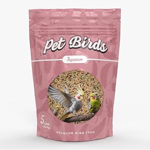 Mycelium Premium Pet Bird Cuisine Plus – Organic, High Nutrient Food for Parakeets, Cockatiels, Lovebirds, & Canaries, Sourced from Local USA Farms, Sustainable Farming, 5LB