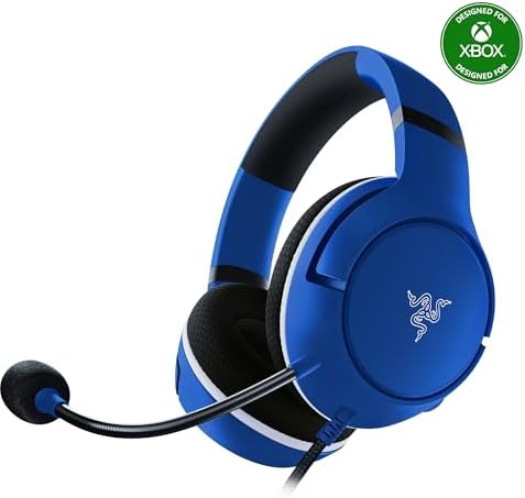 Razer Kaira X Wired Headset for Xbox Series X|S, Xbox One, PC, Mac & Mobile Devices: Triforce 50mm Drivers - HyperClear Cardioid Mic - Memory Foam Ear Cushions - On-Headset Controls - Shock Blue