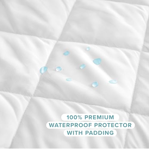 Image of Bare Home Waterproof Quilted Mattress Pad (Twin) | Cooling Mattress Pad, Protect Against Spills, Easy Wash, Fitted Mattress Cover, Stretch-to-Fit up to 15 Inches Deep