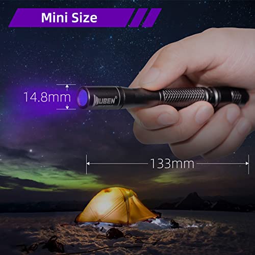 Wuben E19 Uv Pen Light Flashlight 365Nm Professional Black Light Detector For Rocks And Mineral Glowing, Fluorescent Dye, A/C Leak Detecting, Ip68 Water Resistant, 2 Aaa Batteries Included (Black) #TOP6