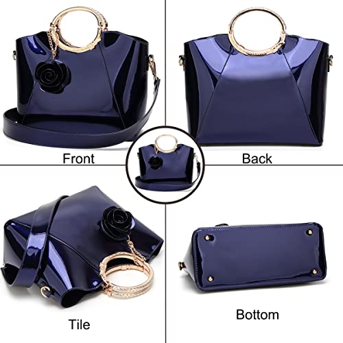 Bolso Satchel Mujer de Cuero Sintético Brillante miniatura 5