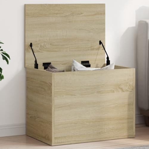 Frdhee Cofre De Almacenamiento Baules De Almacenaje, Caja de almacenaje Madera ingeniería Roble 60x42x46 cm Baúl Almacenaje para Cama, Dormitorio, salón
