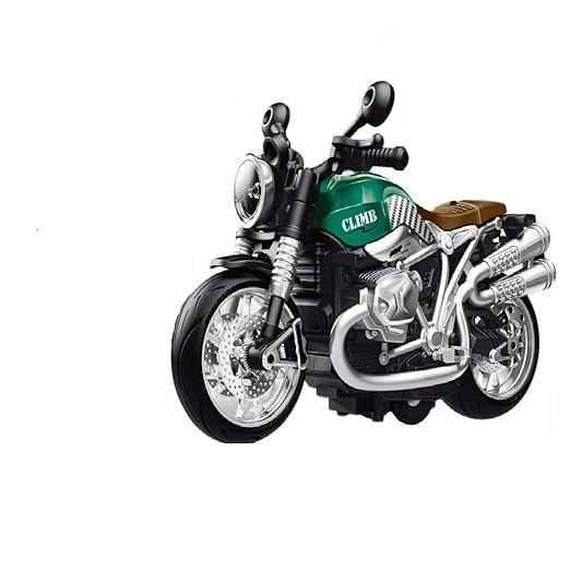 Image of Braintastic Model Diecast Car Toy Vehicle Pull Back Friction with Openable Doors Light & Music Toys for Kids Age 3+ Years (Sports Bike Green)