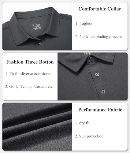 TELALEO 2 Pack Mens Polo Shirts UPF 50+ Quick Dry Performance Golf Summer Shirts Collared Moisture Wicking3