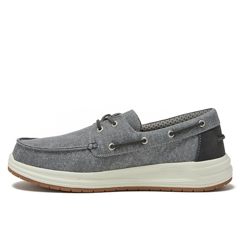 Lands' End Canvas Boat Shoes Men, Deck Shoes Mens Boat Shoes Slip Ons - Navy Blue, Tan Brown or Grey Mens Casual Shoes - Light Graphite, 9 Medium by Lands' End - Used condition - Image 4