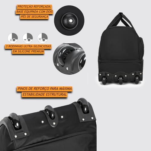 TOKSHOP Sacola Viagem Com Rodinhas Bolsa Grande 50 Litros Expansível