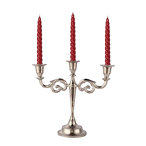 Rely+ 3 Arm Candelabra 10 Inch Tall Silver Taper Candle Holders, Candle Stands, Candlesticks For Home Decor, Wedding, Parties, Dinning Table Centerpiece, Fit 3/4 Inch Thick Candles #TOP23