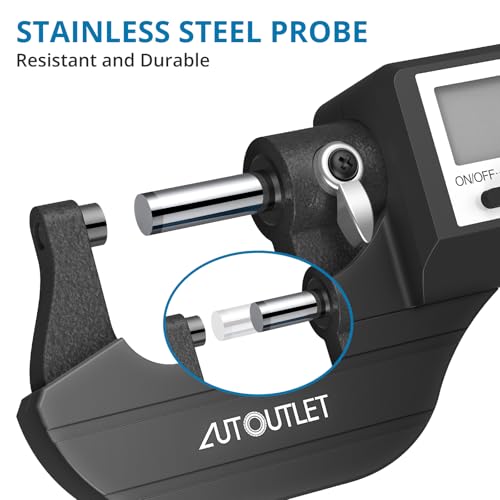 AUTOUTLET Micrometer Digitale Bügelmessschraube 0-25mm/ 0.001mm, Hohe Präzision LCD Digitale Mikrometer Mikrometerschieber Länge Messwerkzeug Mikrometer 0.001mm(0.00005\)-Schwarz