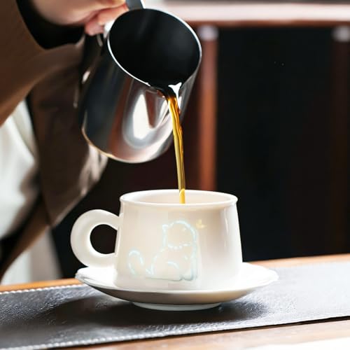 Taza de cerámica única 6oz con motivos de gatos y perros miniatura 6