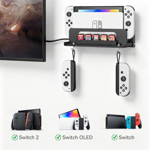 Wall Mount Compatible with Nintendo Switch 1/OLED/2 - 3