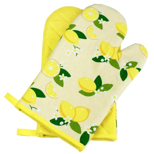 Guanti da forno Cucina, limone, giallo, 1 paio, categoria DPI II, resistenti al calore fino a 250°C, prodotto testato e certificato