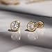 Solid 14K Gold Cubic Zirconia 5mm Half Carat Round Bezel Studs, Cartilage Screwback Earrings