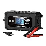 YONHAN 15-Amp Battery Charger LiFePO4 Trickle Car Battery Charger 12V 24V Fully-Automatic Smart Battery Chargers, Lead Acid Portable 9-Stage Smart Battery Maintainer with Temp Compensation(Black)