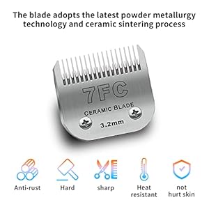   3-Pack-7FC-Detachable-Pet-Dog-Grooming-Ceramic-BladesCompatible-with-AndisOster-A5Wahl-KM-10-SeriesSize-7FC-Blade-18-Inch-32MM-Cut-Length