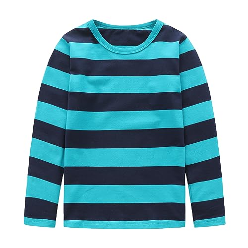 Boys Rainbow Striped Shirts for Kids Cotton Long Sleeve T-Shirts O-Neck Tops