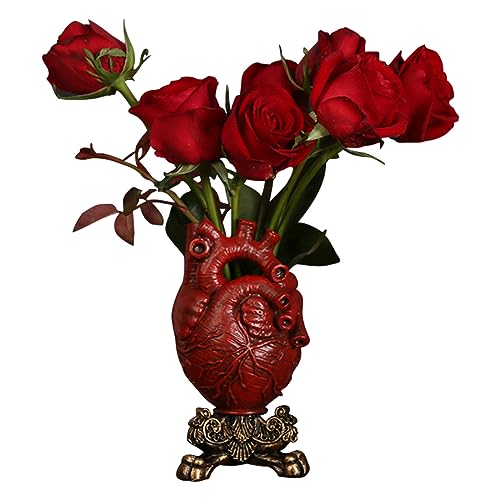 Bsearty FA01 Anatomical Heart Vase,Resin Heart Vase Flower Pot, Heart Shaped Decoration For Bedroom, Living Room, Lobby, Gothic Desktop,Blood Red cover