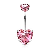 bauchnabelpiercing mit herzanhänger Aufsatz Abmessung: 8mm/5mm Durchmesser; Zirkonia Abmessung: 8mm/5mm Durchmesser; Zirkonia Farbe: Rosa; Farbe: Silberfarben/Rosa