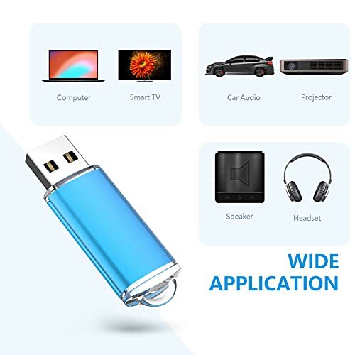 Kootion Flash Drive 8Gb 10 Pack Usb 2.0 Thumb Drive Capped Memory Stick Jump Drive, Blue #TOP4