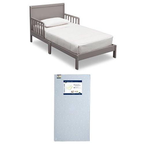 Delta Children Fabio Toddler Bed, Grey with Serta Perfect Start Crib and Toddler