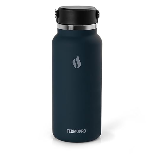 TERMOPRO Squeeze Térmico Circinus 1 Litro Azul Escuro Garrafa Térmica Esportiva com Alça Antivazamento Bebidas Frias por 12h e Quentes por 6h Aço Inoxidável Premium com Acabamento Fosco