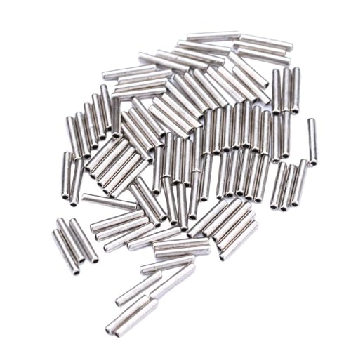 100 Pcs Single Barrel Fishing Crimp Sleeves,Copper Tube Fishing Line Crimping Loop Sleeves Fishing Wire Leader Rigging Tackle(2mm,Silver)