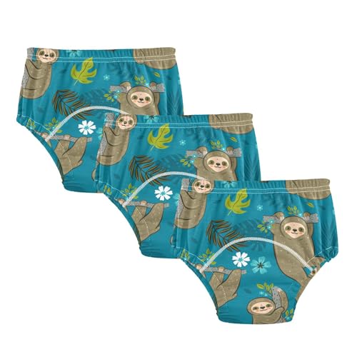 Mazeann Sloths Tropical Leaves Toddler Potty Training Underwear Cotton Absorbent Soft Baby Girl Boys Potty Training Pant 3T Multi