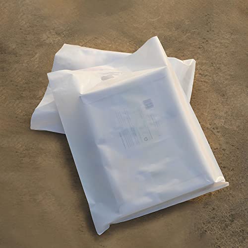 Venuscello® 100 x White Patch Handle Carrier Bags 14 x 14 x 4" Plastic Die Cut Handle Carrier Bag for Apparel Jewellery Gifts - Image 2