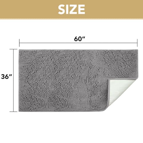 Image of H.VERSAILTEX Dog Door Mat Absorbent Dirt Trapper Non Slip Quick Dry Washable Chenille Pet Bed Mat for Mud Dogs Indoor and Outdoor(Grey, 36 inch x 60 inch)