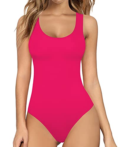 Image of MANGOPOP Women's Tank Top Bodysuit Scoop Neck Sleeveless Body Suits Sexy U-Back Backless Going Out Tops