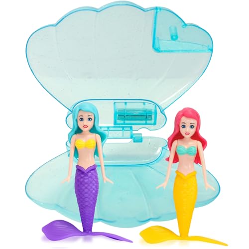 Lot de 2 Sirène avec Coquille Bleu Jouets de Plongée pour Piscine,Sinkers Sirène pour Enfants Jouets Piscine,Petites Sirènes Jeux Piscine Cadeau pour Enfant Fille...