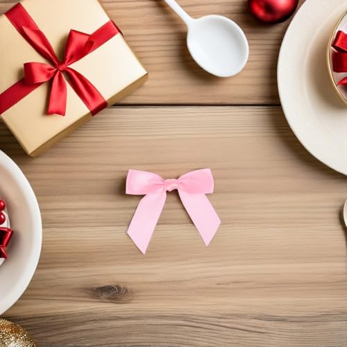 Cinta de poliéster en lazos pequeños para manualidades pack de minilazos rosa y rojo con alambre 8