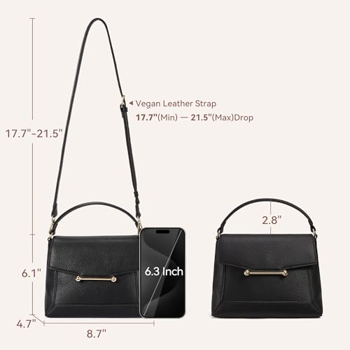BOSTANTEN Small Crossbody Bags for Women Trendy Top Handle Shoulder Purse Vegan Leather Handbags with Flap3
