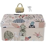 ABOOFAN Caja de Almacenamiento Metálica Llave y Cerradura, Organizador de Hojalata para Escritorio y Eventos, Caja Tapa Segura