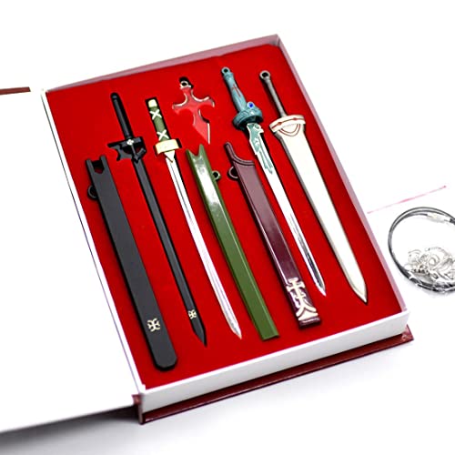 HFFW FüR Sword Art Online Kirito Waffe Halskette SchlüSselanhäNger Set Geschenkbox Legierung AnhäNger ZubehöR Anime Collection Cover