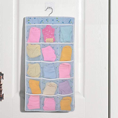 BB Brotrade Hanging Closet Organizers,Dual-Sided Hanging Underwear Organizers with Hanger,25 Mesh Pockets for Storage Bra, Socks,Lingerie,Makeup and Dorm Room Accessories (Blue) - Thumbnail 6
