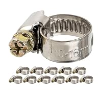 Schlauchschellen mit Schneckenantrieb, 12 Stück, Spannbereich Ø 10-16 mm, für 1/2 Schläuche, W2 Edelstahl, Kreuzschlitz SW 7, 9 mm Bandbreite, Fixierung von Waschmaschine, Spülmaschine Anschluss