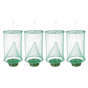 Opvouwbare opgehangen vliegenval | 4-pack herbruikbare vliegenvallen voor buiten in de tuin | Outdoor Ranch Vliegenval…