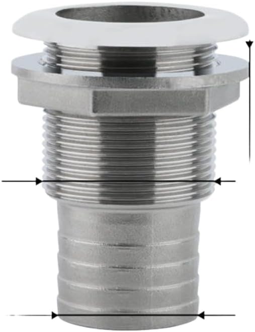 Marine Hose Fitting Compatible With Boats 3/4 Inch 1 Inch Half Thru-Hull 316 Stainless Steel(ALS1104B)