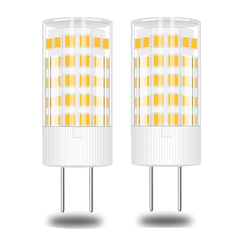TRIJZHOU Lampadina alogena a LED GY6.35, equivalente 40 W, 50 W, AC DC 12 V, 4 W, attacco bipin, mini lampadine bianco caldo 3000 K, 2 pezzi [più percorso]