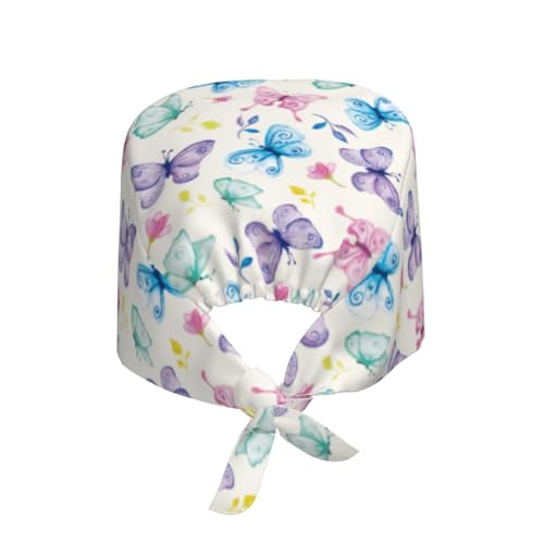 Image of Working Cap Scrub Cap with Sweatband Adjustable Unisex Women Tie Back Hat Nurse Surgical Caps