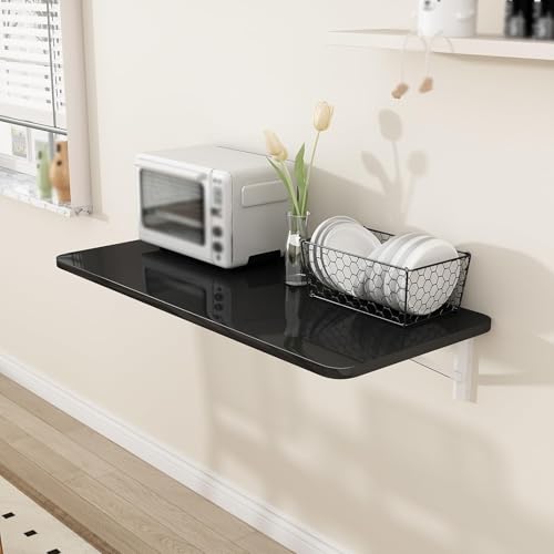 Table pliante murale noire pour libérer l'espace des petits bureaux - 2