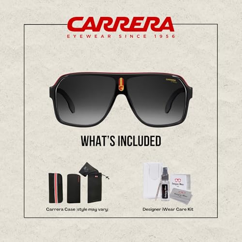 Carrera CA1001/S 080S/9O 62M Black White/Dark Gray Gradient Plastic Aviator Sunglasses For Men For Women + BUNDLE with Designer iWear Eyewear Kit4