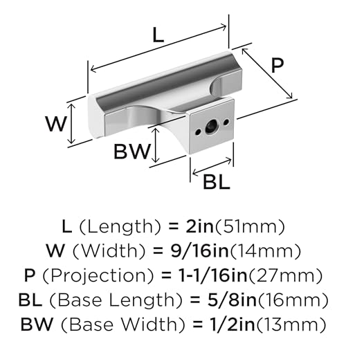 Amerock Pomello Per Armadietto, Cromato Lucido, Lunghezza 51 Mm, Confezione Da 1, Pomello Per Cassetti, Hardware Per Armadietti - 3
