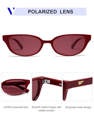 Image of VANLINKER Retro Semi Oval Polarized Sunglasses for Women Men Trendy Small 90s Style Vintage Narrow Rectangle Frame VL9833