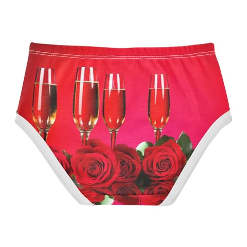 Red Roses Candles Girl Panties Cute Toddler Underwear Custom Cotton Fun Underpants Briefs 2t2