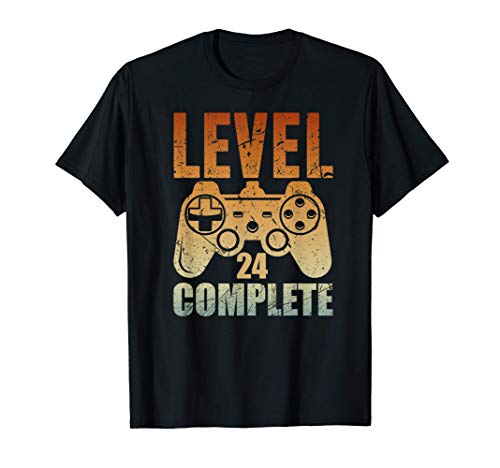 24th Birthday Gift - Level 24 Complete Video Gamer Camiseta
