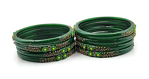 Image of Glass Bangles With Beautiful Flower Design For Women And Girls