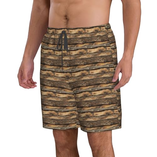 Rustic Wood Plank Print Stylish Beach Shorts Swim Trunks Lightweight Breathable Summer Outdoor Activities2